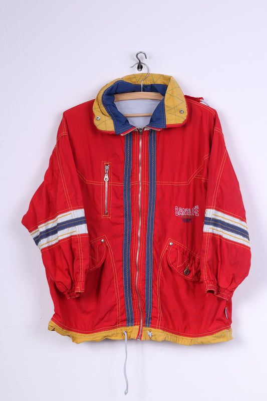 Whoop! Santa Fe Boys 152 Lightweight Jacket Red Full Zipper Hidden Hood Vintage