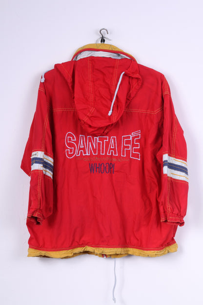 Whoop! Santa Fe Boys 152 Lightweight Jacket Red Full Zipper Hidden Hood Vintage