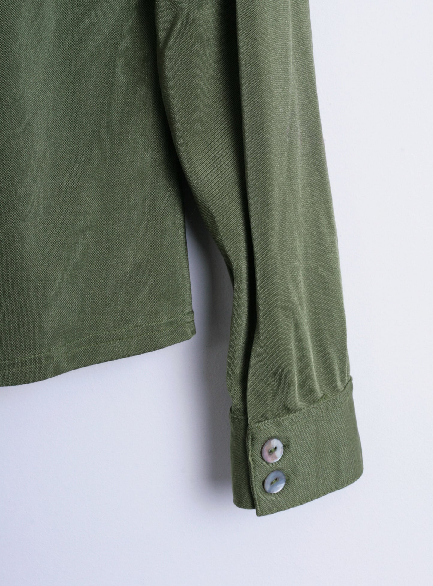 Casual Wear Adelsten Womens 42/44 M/L Nylon Blouse Blazer Green Slippery By The Touch - RetrospectClothes