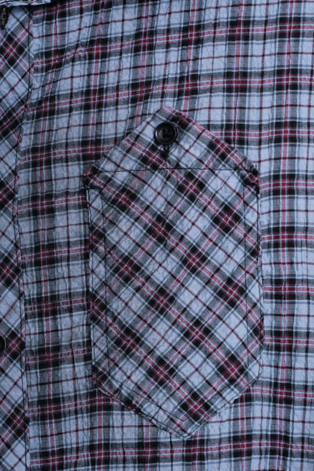 Pearly King Womens S Casual Shirt Check Blue Cotton Heavy Tailoring - RetrospectClothes