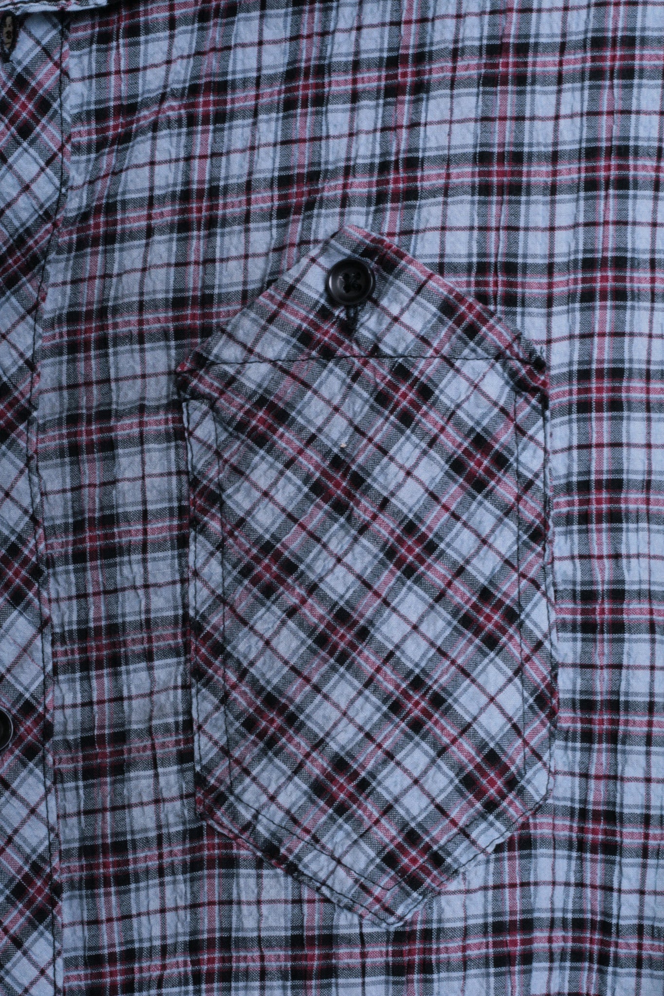 Pearly King Womens S Casual Shirt Check Blue Cotton Heavy Tailoring - RetrospectClothes