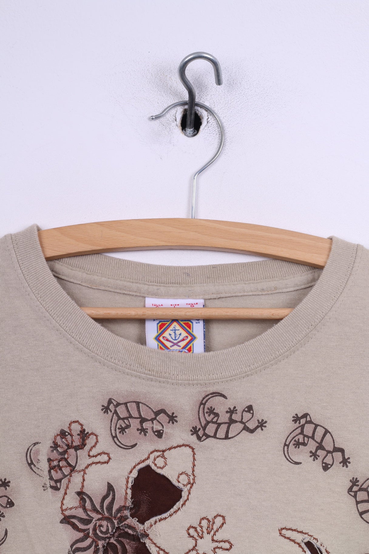 Yacht Club Hommes L T-Shirt Graphique Beige Col rond Haut En Coton Vintage 