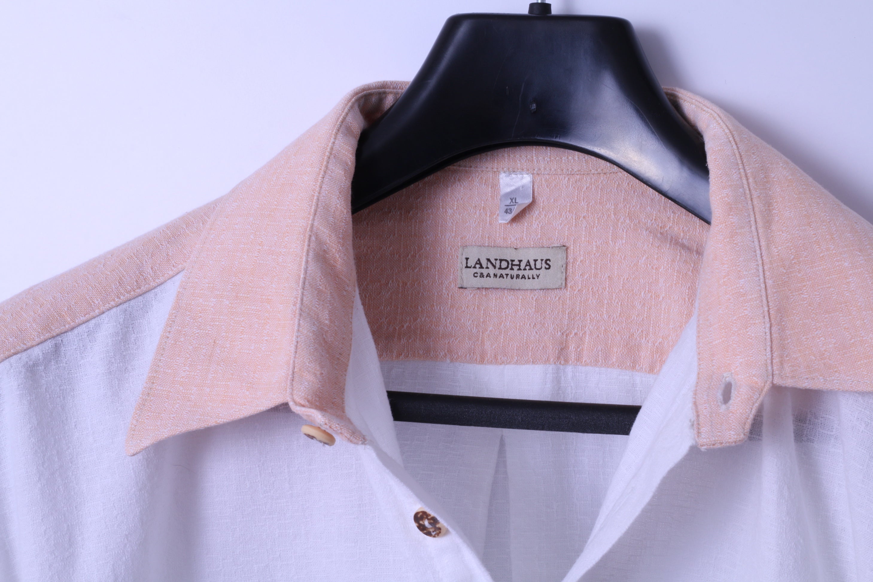 LANDHAUS C&amp;A Naturally Chemise décontractée XL 43/44 pour homme en coton blanc avec broderie Tyrol
