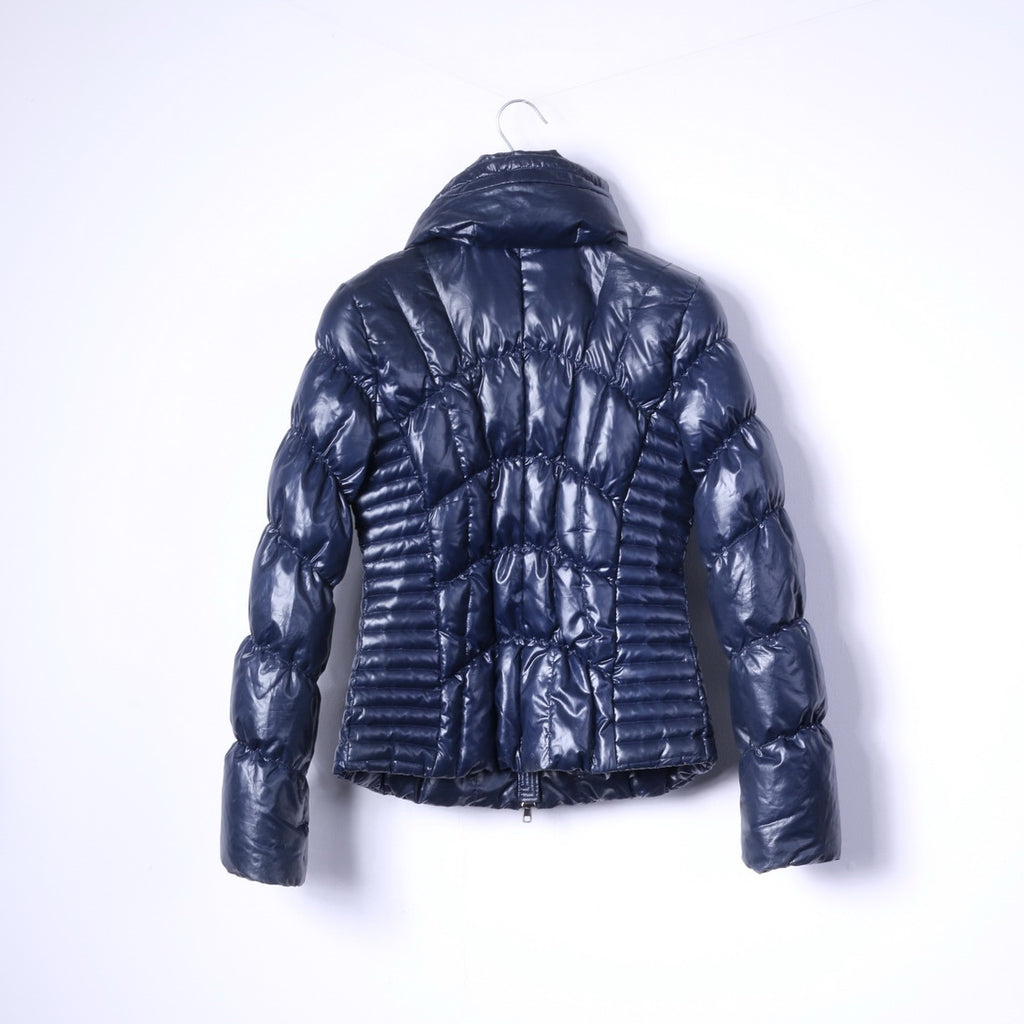 Fornarina Piumino da donna M (S) Blu scuro imbottito in oca calda con cerniera intera Top glamour