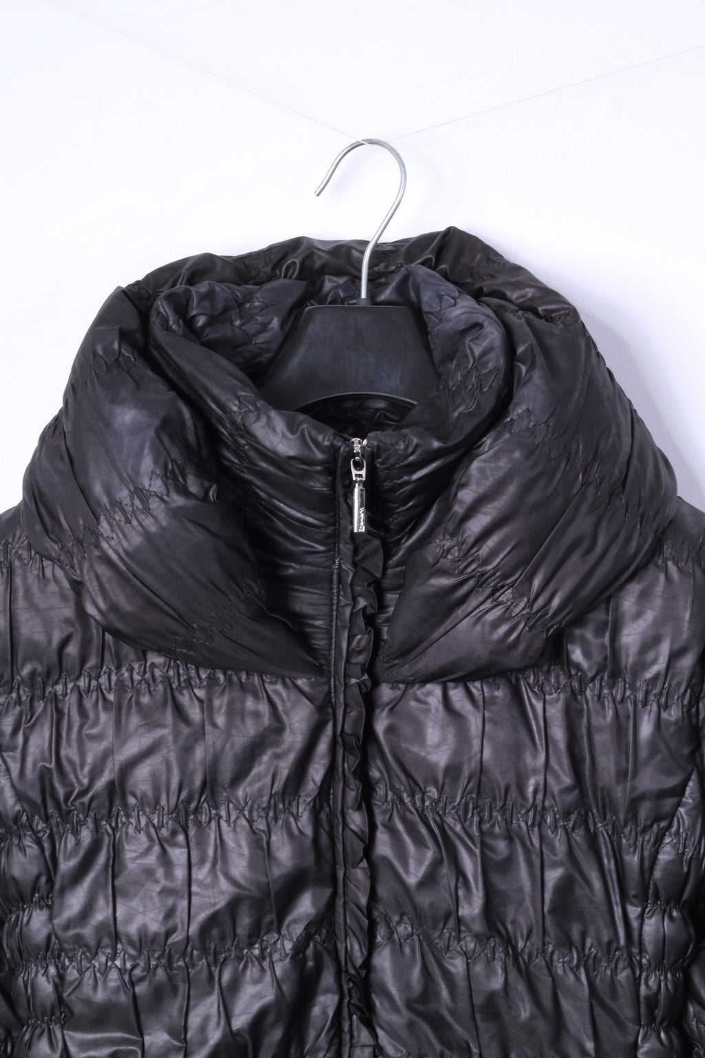 Piumino Feyem da donna M (S) nero lungo trapuntato con cerniera intera Made in Italy