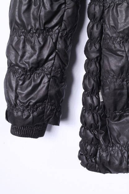 Feyem Women M (S) Down Jacket Black Long Full Zipper Quilted Made in Italy
