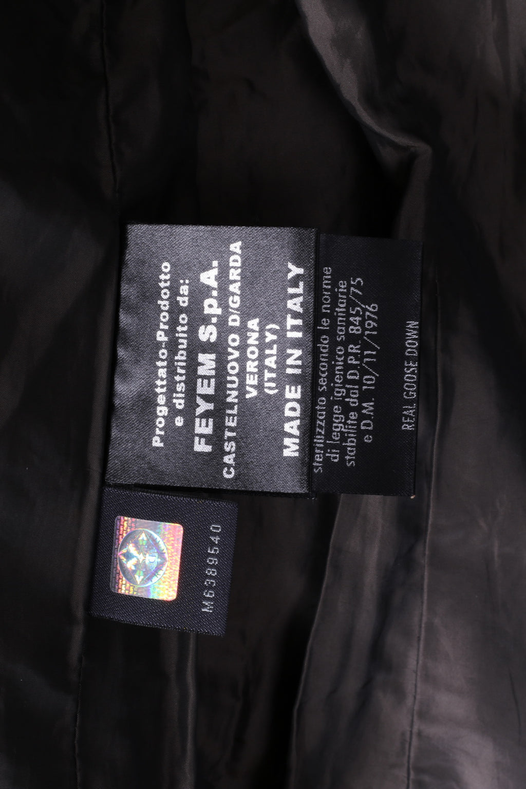 Piumino Feyem da donna M (S) nero lungo trapuntato con cerniera intera Made in Italy