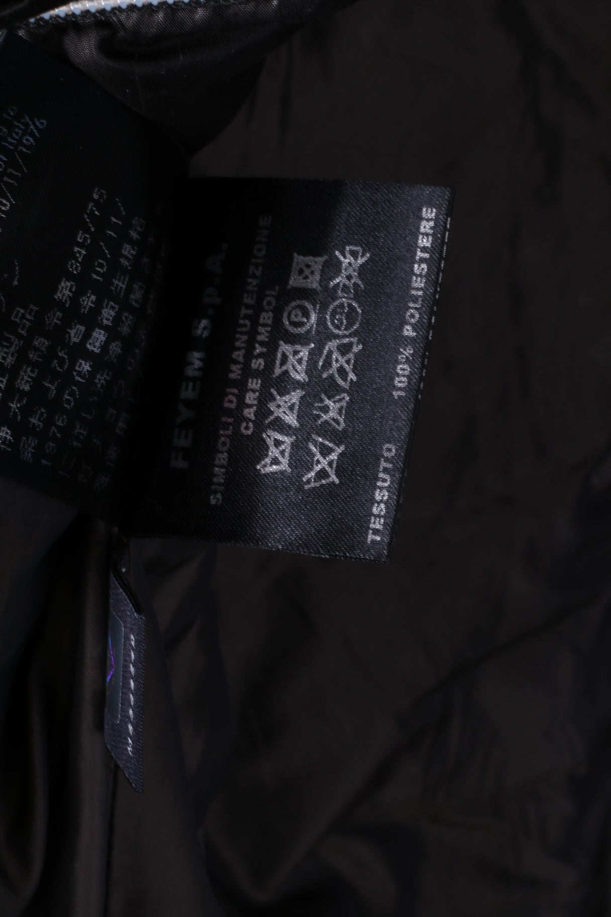 Piumino Feyem da donna M (S) nero lungo trapuntato con cerniera intera Made in Italy