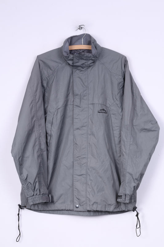 North Field Mens M Jacket Lightweight Rainwear Grey Full Zipper Sportswear