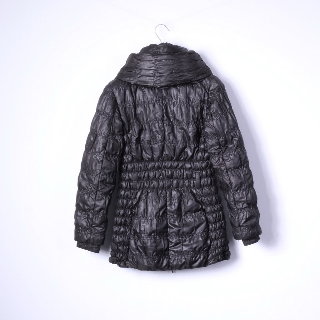 Piumino Feyem da donna M (S) nero lungo trapuntato con cerniera intera Made in Italy