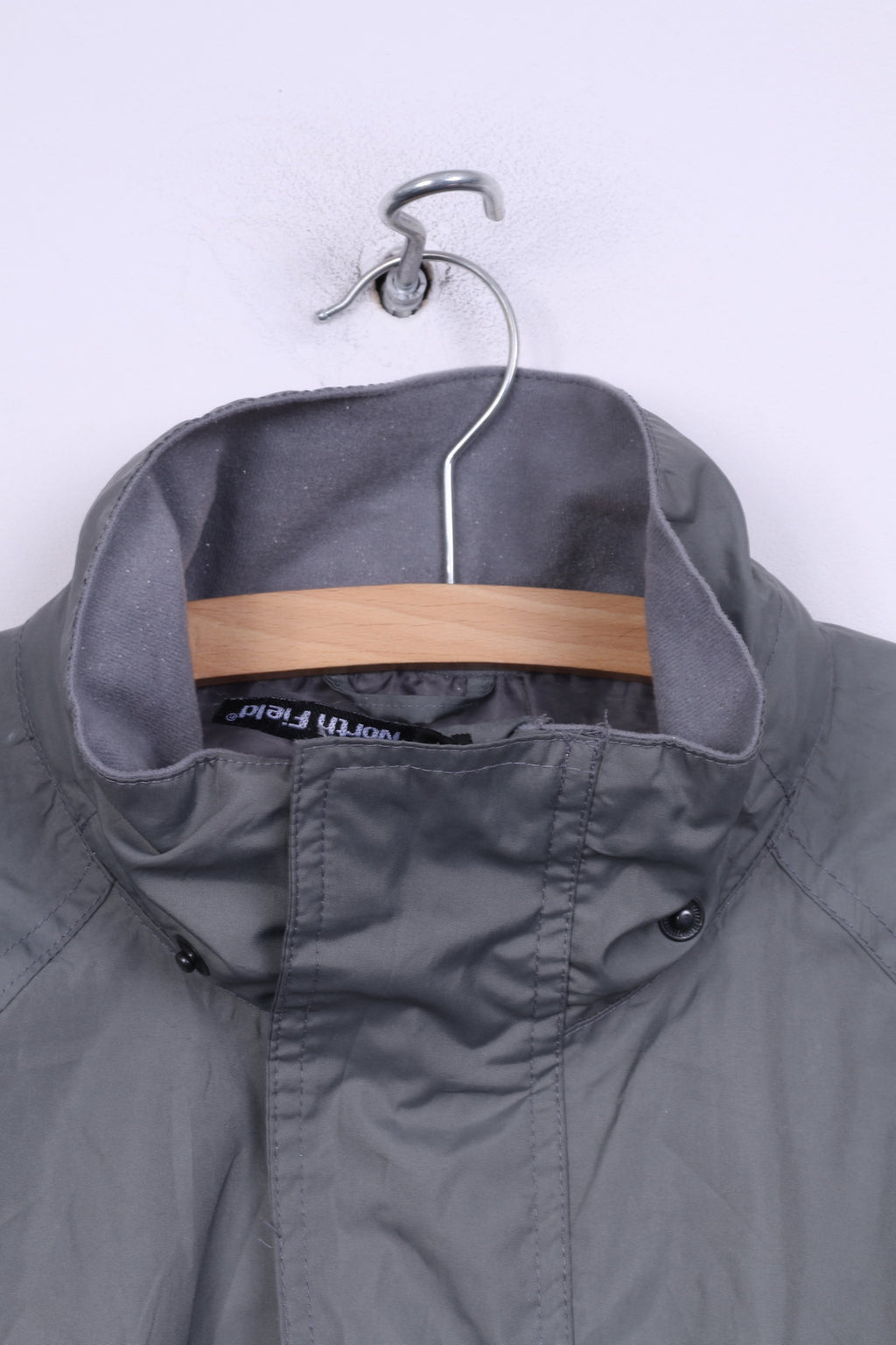 North Field Mens M Jacket Lightweight Rainwear Grey Full Zipper Sportswear