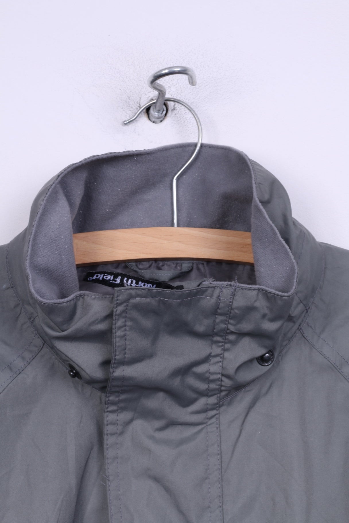 North Field Mens M Jacket Lightweight Rainwear Grey Full Zipper Sportswear