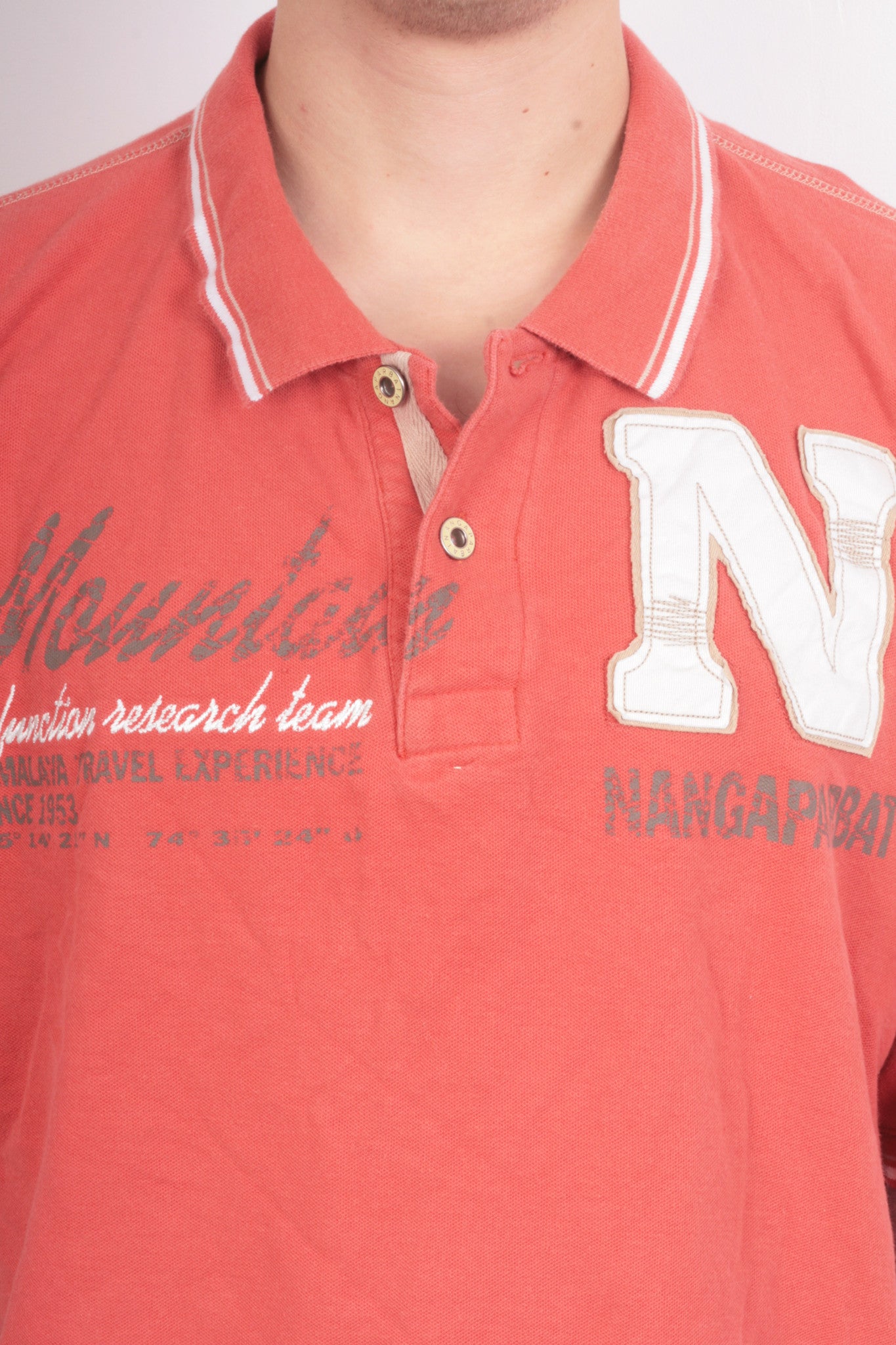 Nangaparbat Mens XXL Polo Shirt Orange Long Sleeve - RetrospectClothes