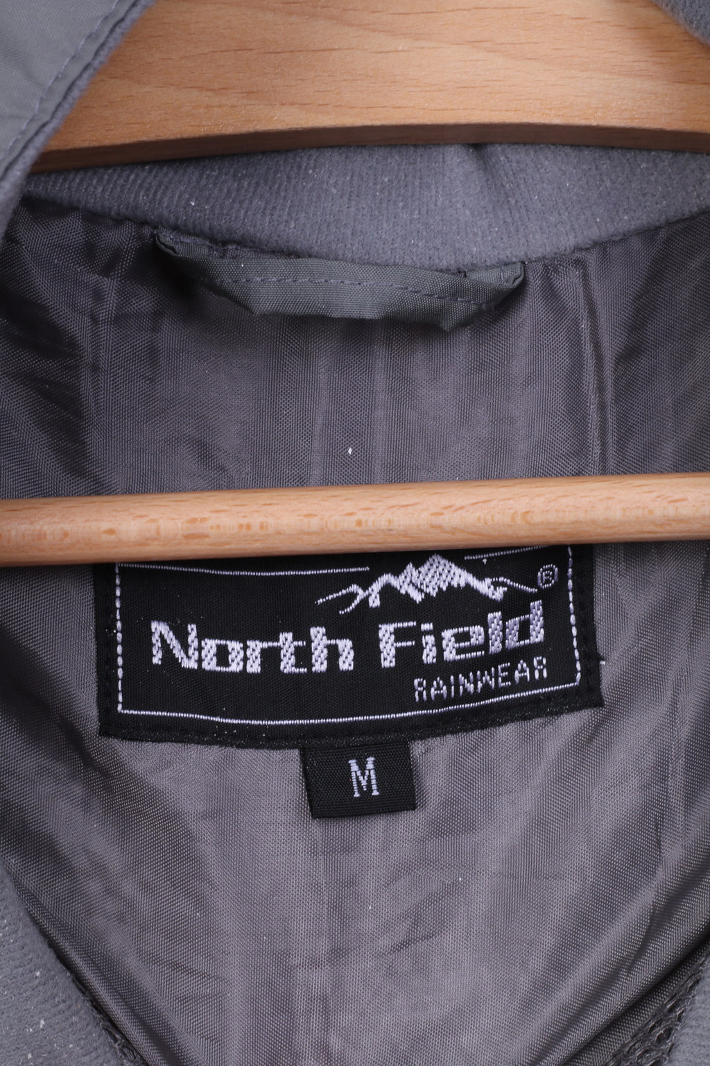 North Field Mens M Jacket Lightweight Rainwear Grey Full Zipper Sportswear