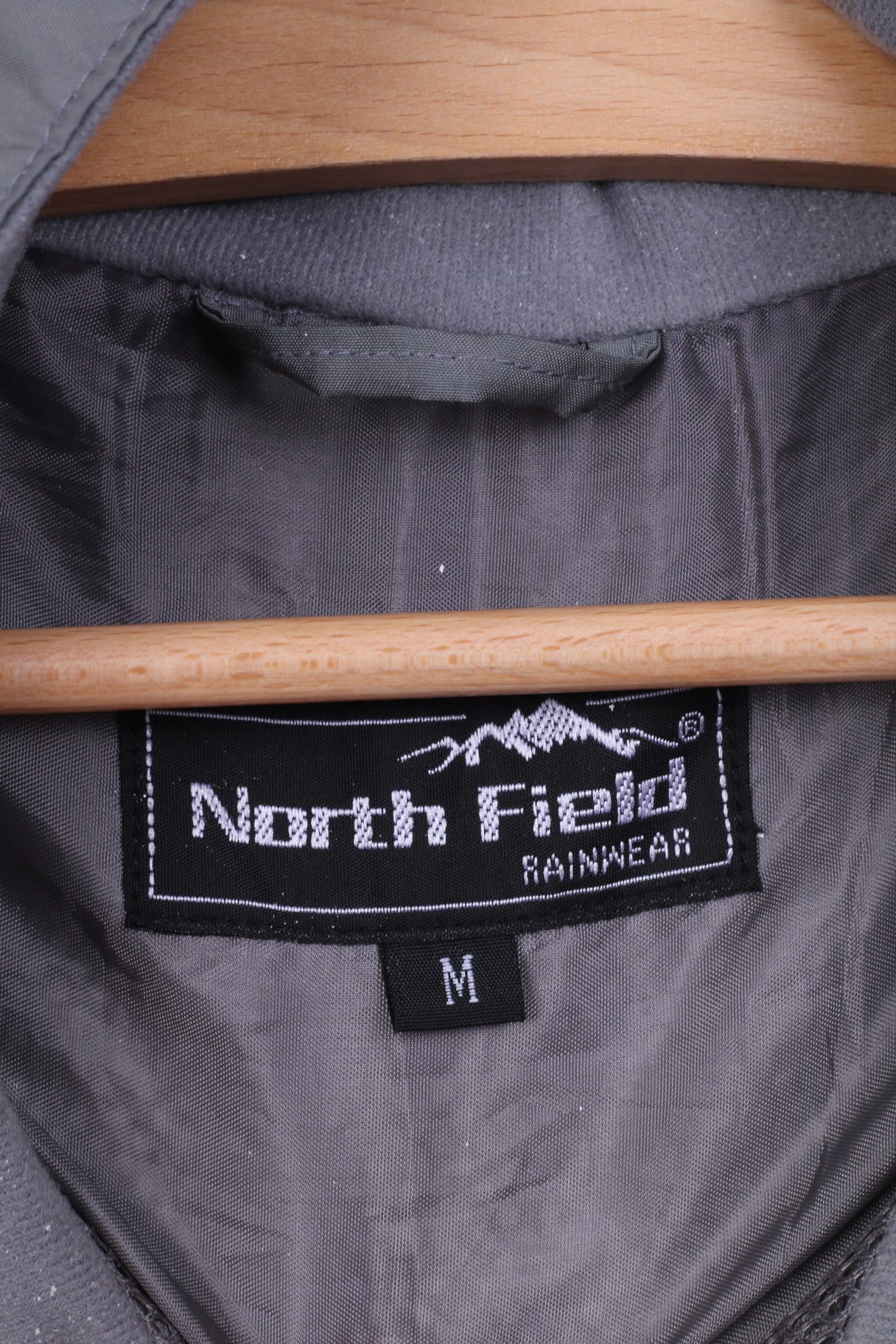 North Field Mens M Jacket Lightweight Rainwear Grey Full Zipper Sportswear