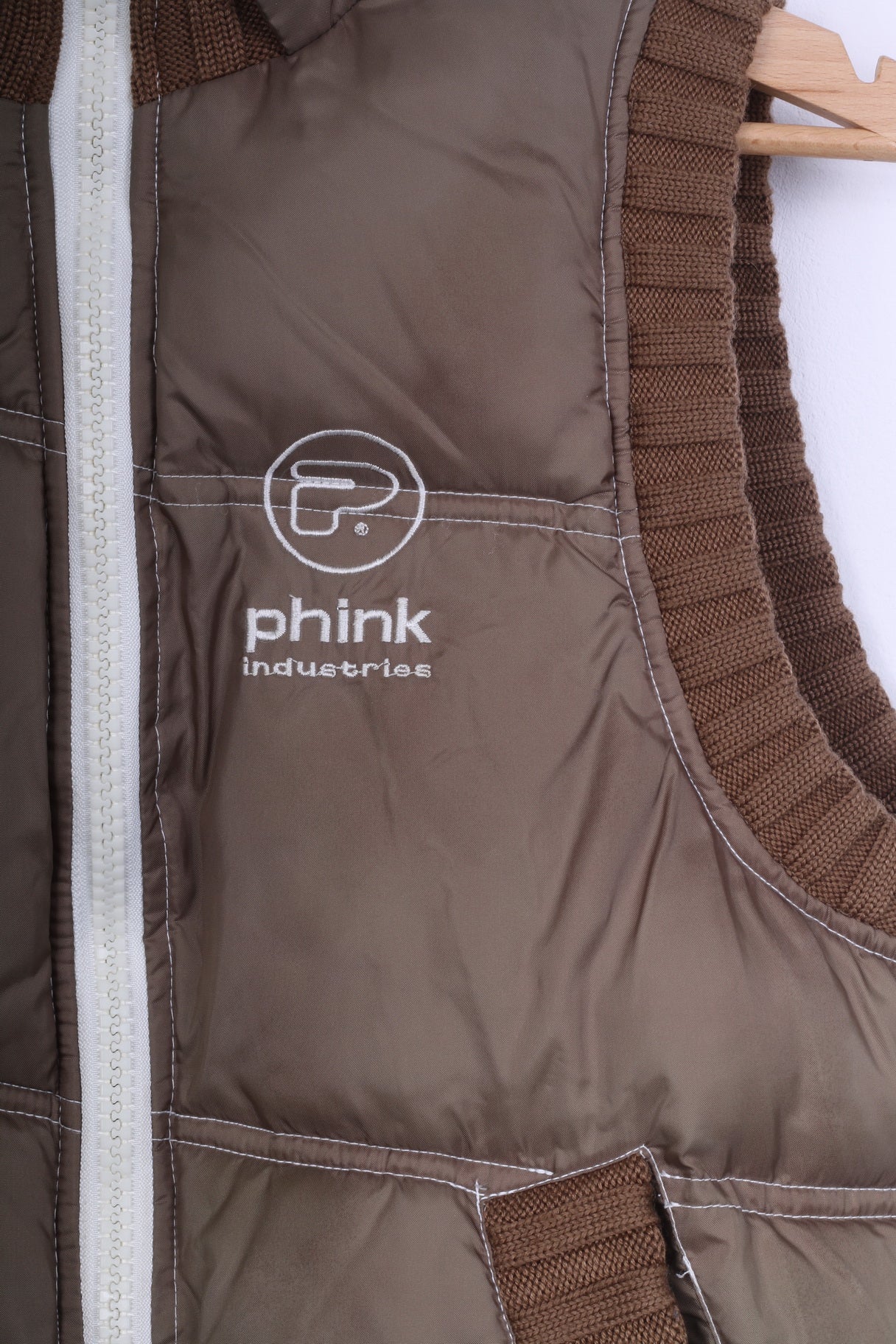 Phink Industries Womens XL 176 (S) Bodywarmer Brown Nylon Zip Up Vest