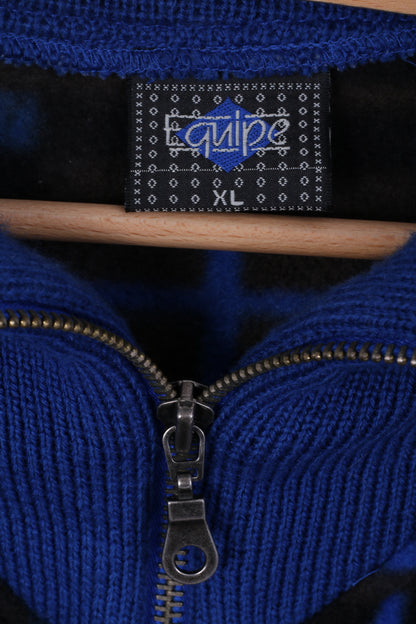 Equipe Mens XL Fleece Top Overhead Blue Axion Activewear Zip Neck