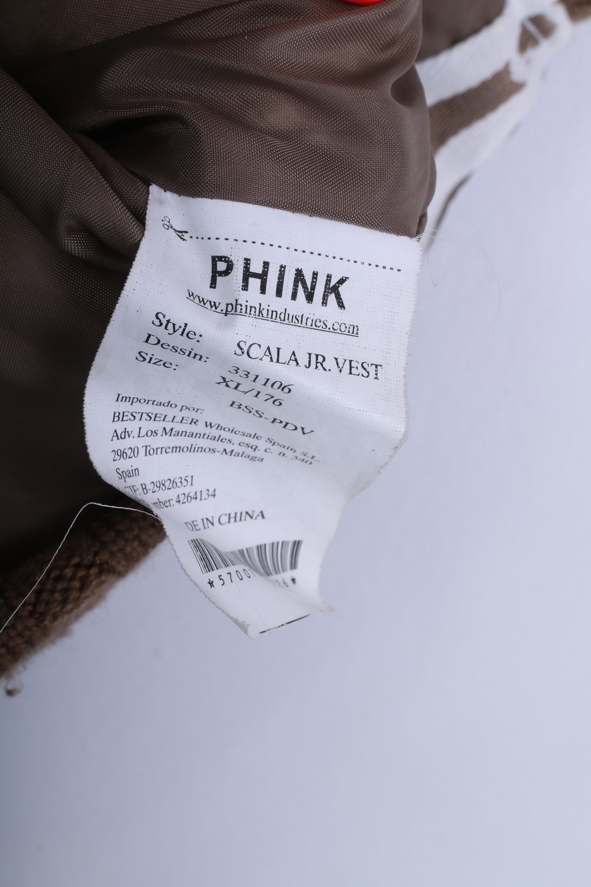 Phink Industries Womens XL 176 (S) Bodywarmer Brown Nylon Zip Up Vest