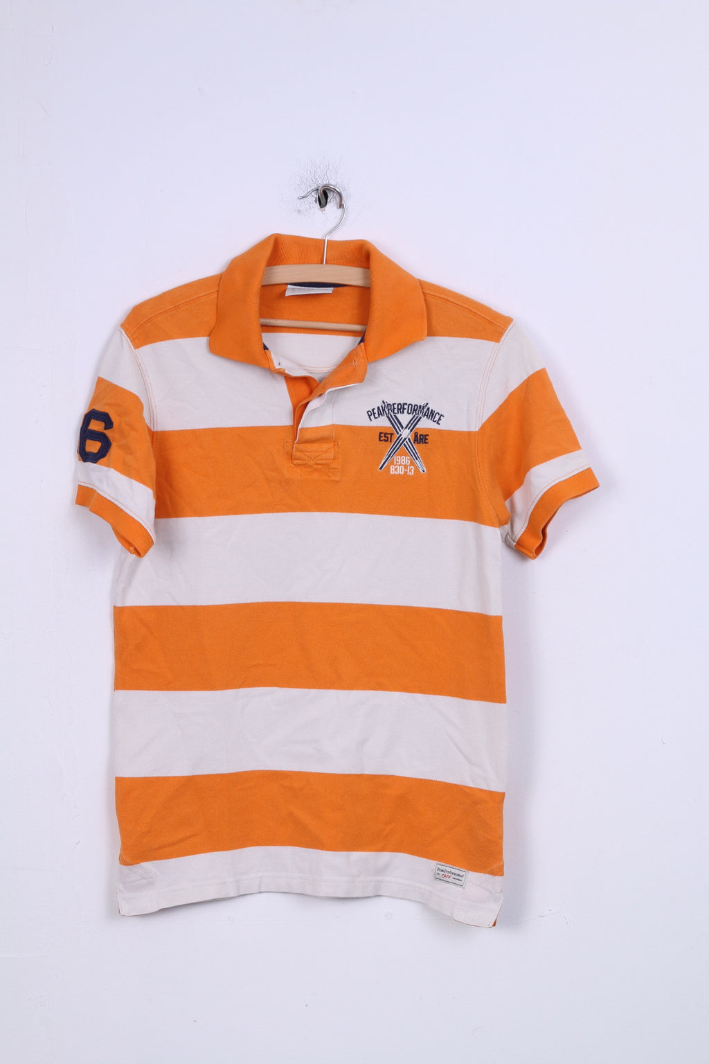 Peak Performance Polo S Homme Rayé Orange Coton Manches Courtes