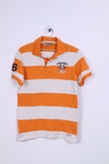 Peak Performance Mens S Polo Shirt Striped Orange Cotton Short Sleeve