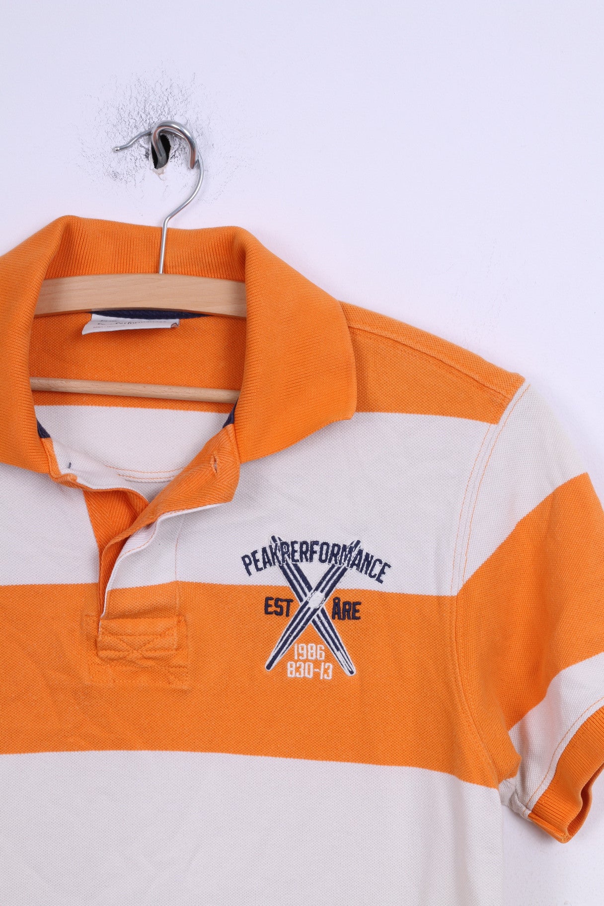 Peak Performance Polo S Homme Rayé Orange Coton Manches Courtes