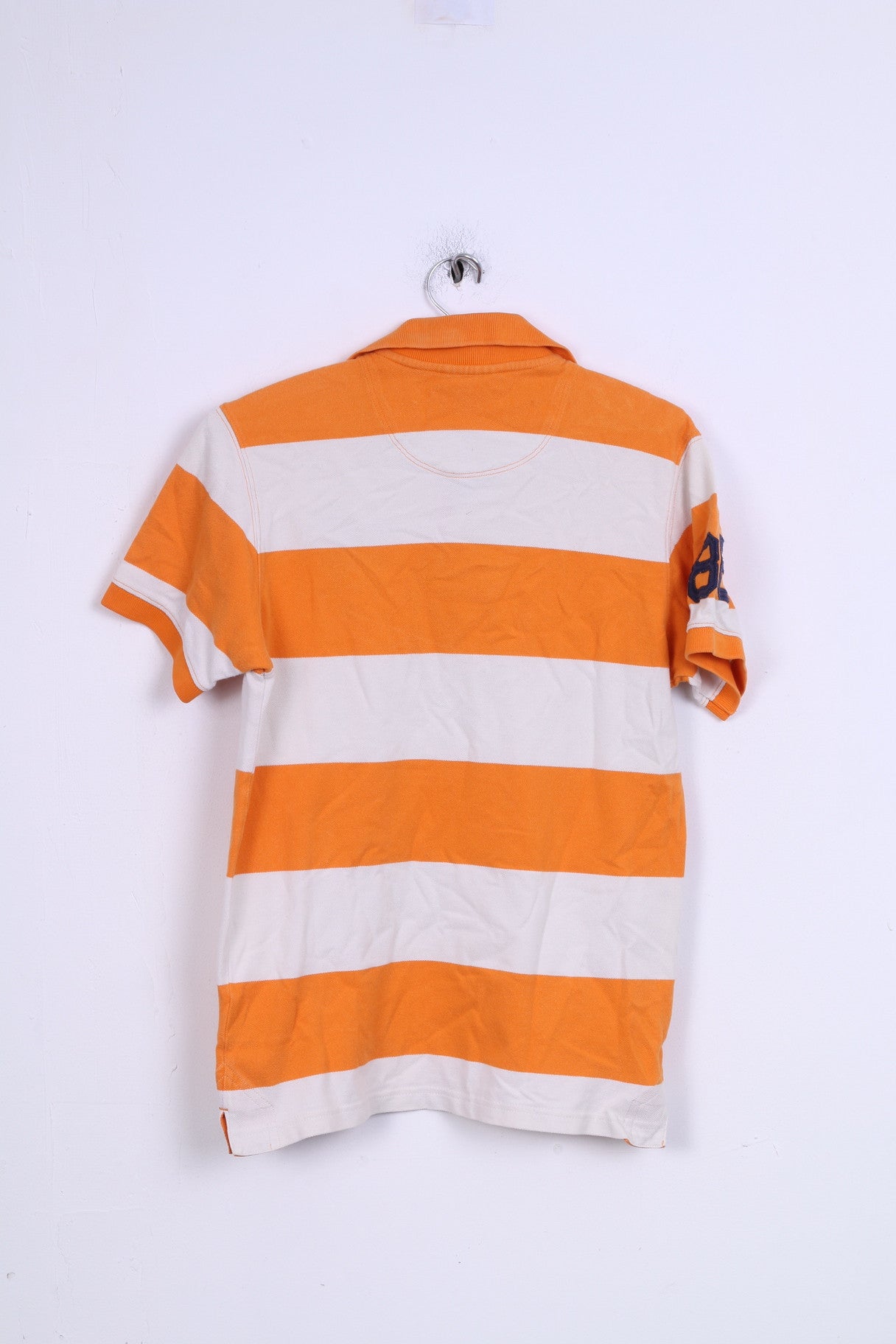Peak Performance Mens S Polo Shirt Striped Orange Cotton Short Sleeve