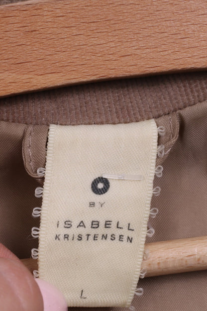 O By Isabell Kristensen Women L (M) Blazer Beige Corduroy Embroidered Flowers Top