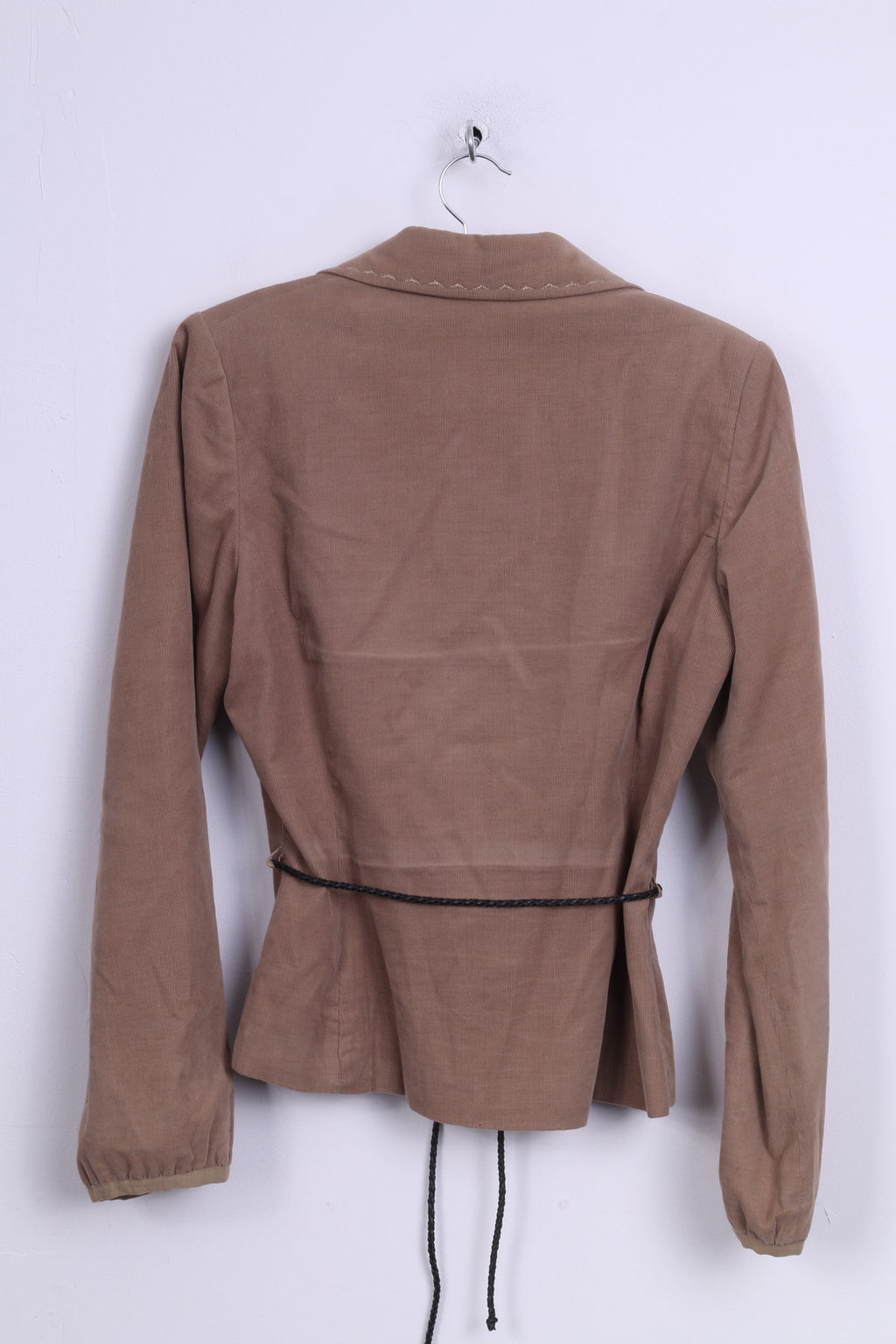 O By Isabell Kristensen Women L (M) Blazer Beige Corduroy Embroidered Flowers Top