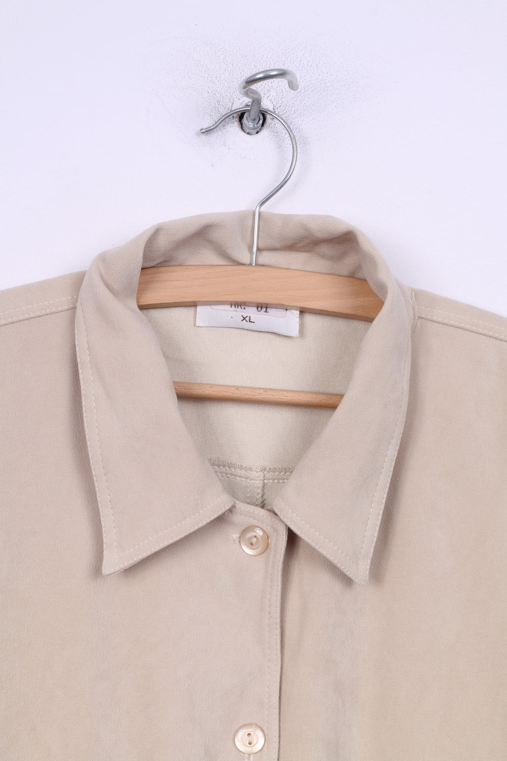 Strand Camicia casual XL da donna Camicetta a maniche lunghe retrò Beige