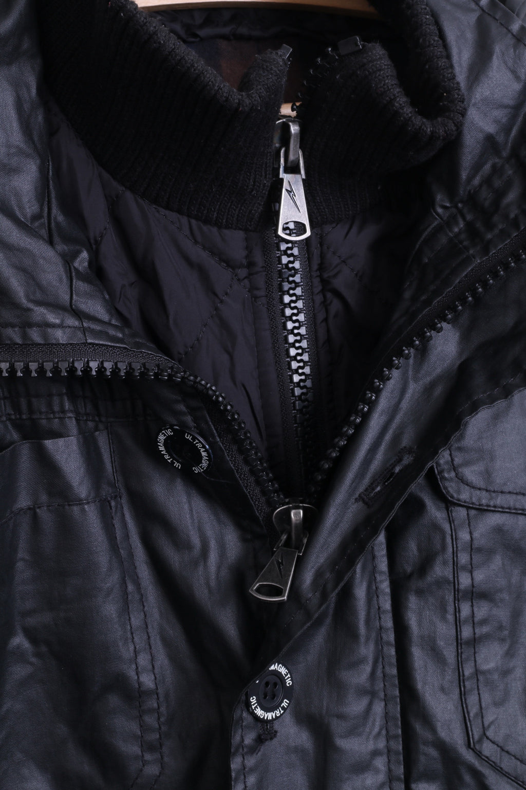 ULTRAMAGNETIC Mens M Jacket Black Wax Cotton Hood