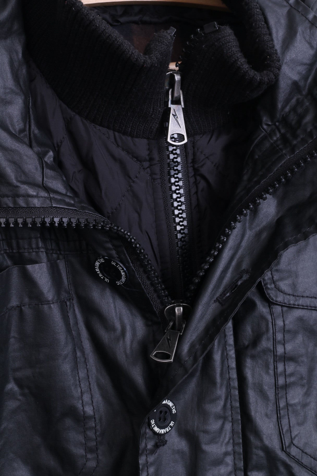 ULTRAMAGNETIC Mens M Jacket Black Wax Cotton Hood