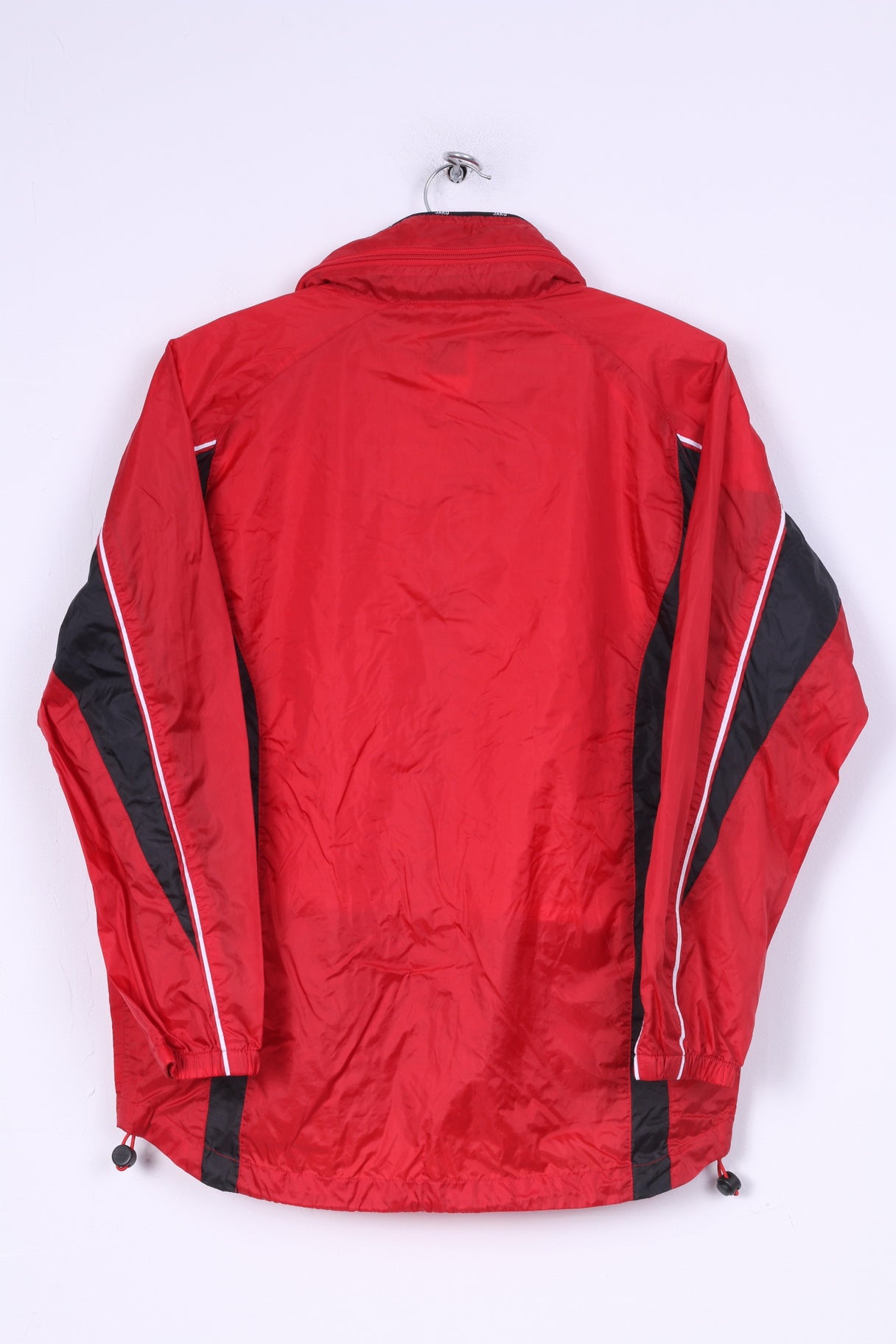 Jako Boys 152 Veste légère en nylon imperméable vêtements de sport fermeture éclair complète capuche cachée rouge