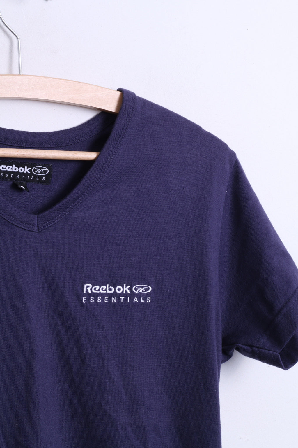 Reebok Essentials 12 Chemise Coton Femme Bleu Marine Col V Sport