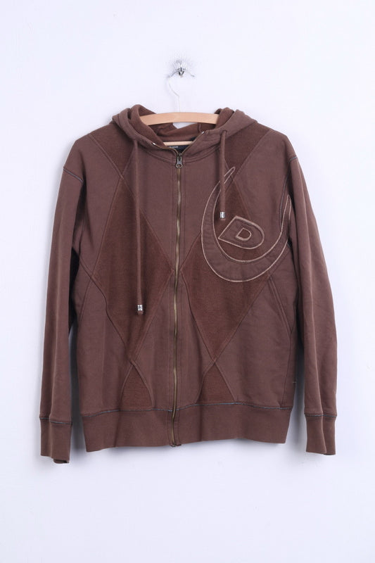 Duck And Cover Mens M Fleece Sweatshirt Hood Top Brown Cotton - RetrospectClothes