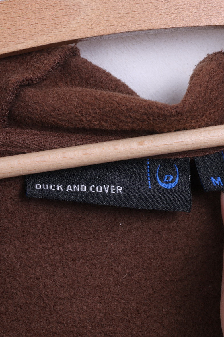 Duck And Cover Mens M Fleece Sweatshirt Hood Top Brown Cotton - RetrospectClothes