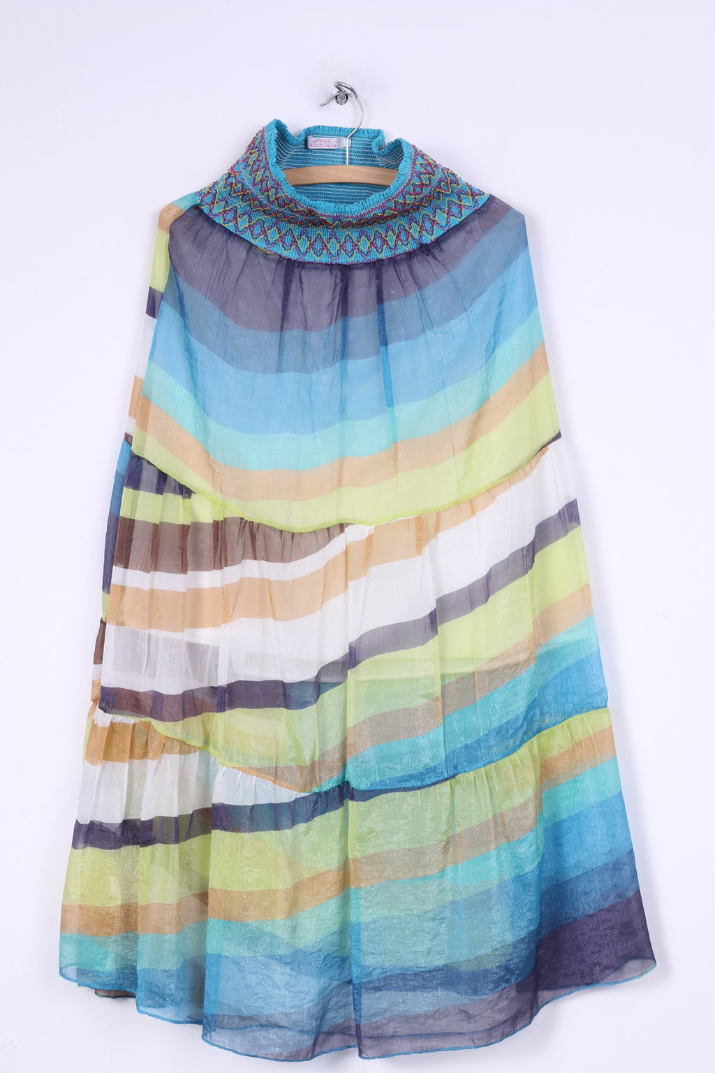 Robe mi-longue sans bretelles pour femmes australiennes, bandeau multicolore, plage d'été