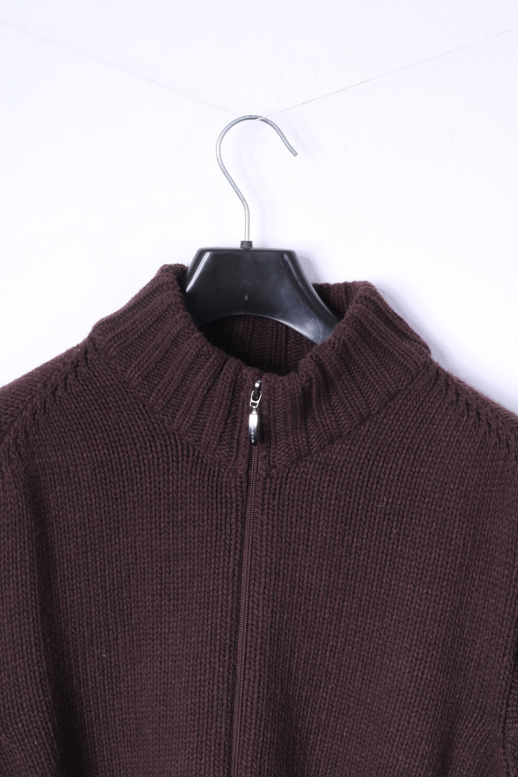 Strellson Swiss Cross Mens XXL Sweater Brown Zip Up Cardigan Wool Blend Made in Italy