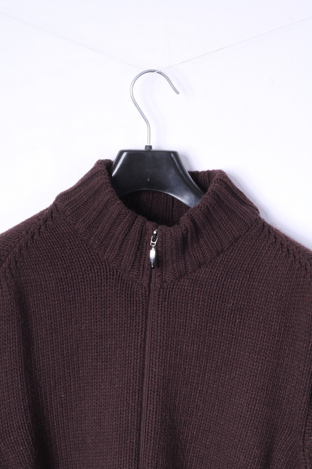 Strellson Swiss Cross Mens XXL Sweater Brown Zip Up Cardigan Wool Blend Made in Italy