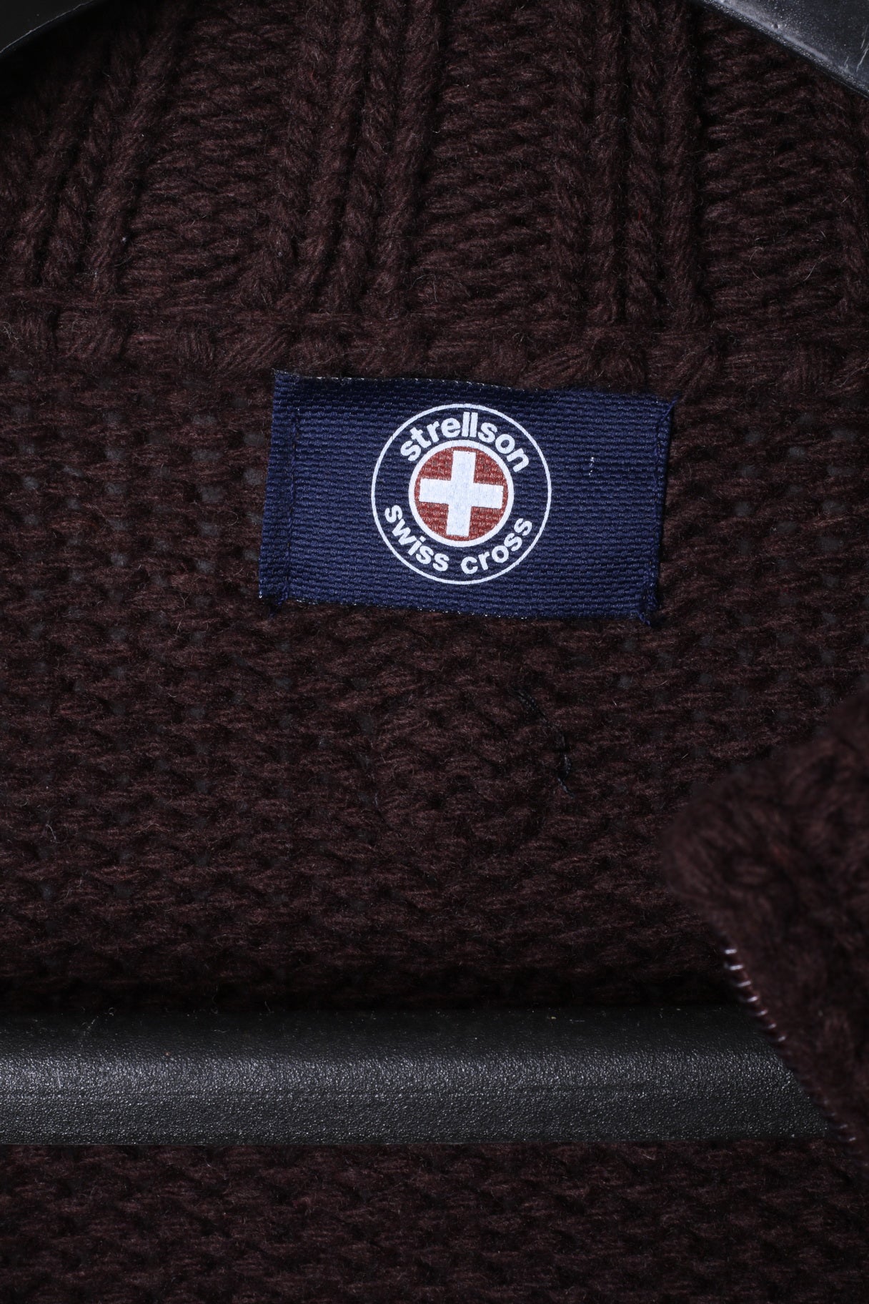 Strellson Swiss Cross Maglione XXL da uomo Cardigan con zip marrone Misto lana Made in Italy