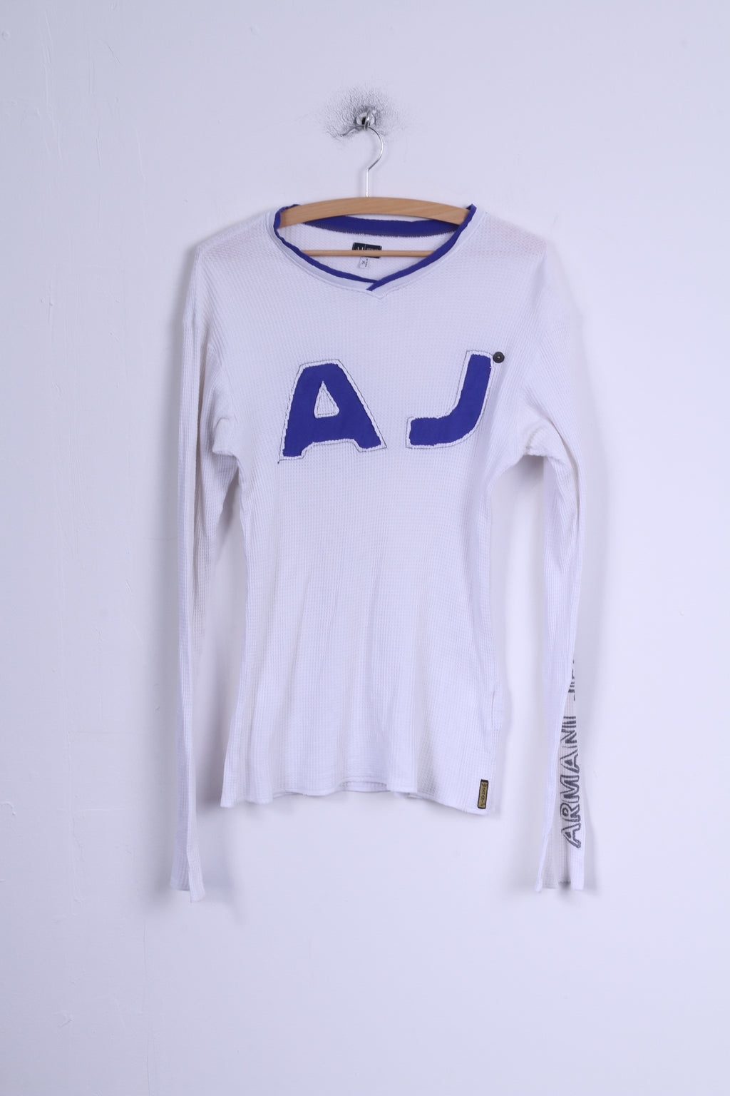 Camicia Armani Jeans da uomo XL bianca a maniche lunghe elasticizzata in cotone AJ