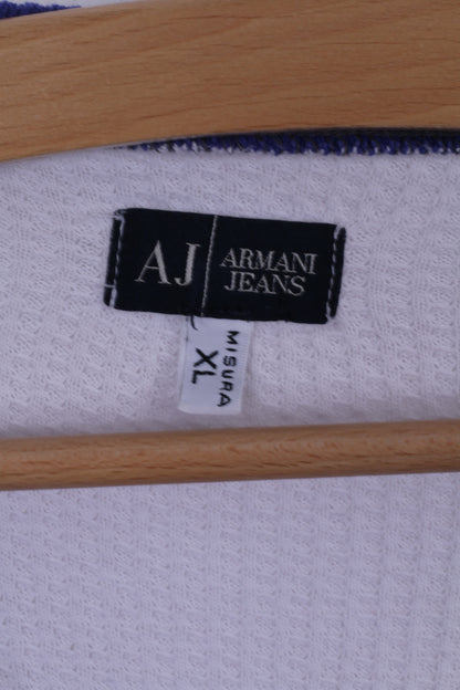 Camicia Armani Jeans da uomo XL bianca a maniche lunghe elasticizzata in cotone AJ