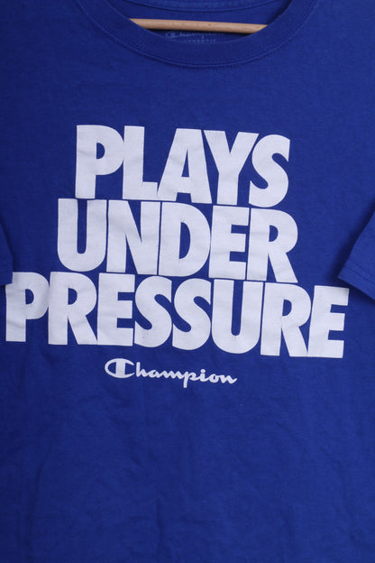 Champion T-Shirt M Ras du Cou Homme Coton Bleu Plays Under Pressure