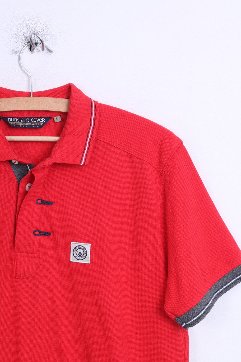 Duck and Cover Mens L Polo Shirt Red Cotton Sport - RetrospectClothes