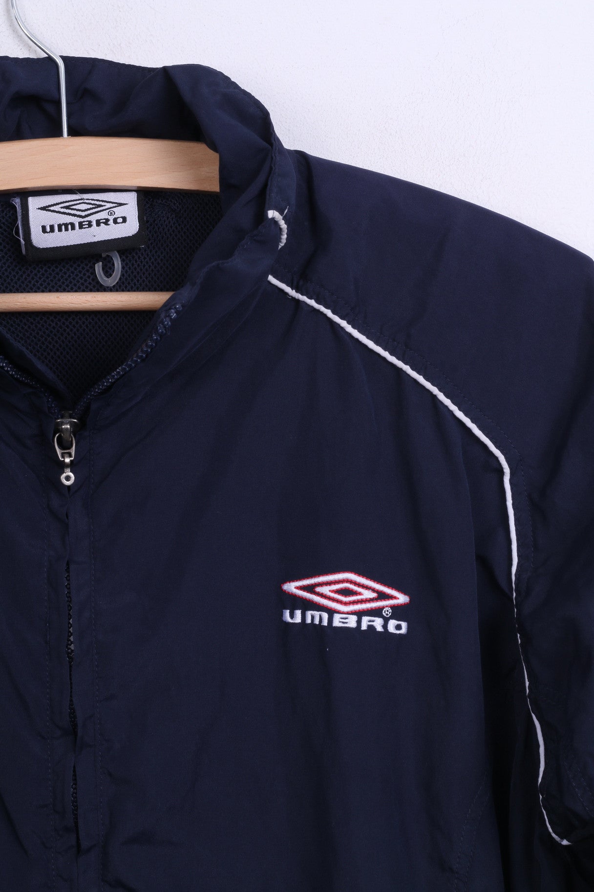 Giacca da tuta UMBRO da ragazzo XS XLB Maglietta da calcio leggera con zip blu scuro