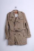 Cappotto M da donna verde corsa doppio petto imbottito beige