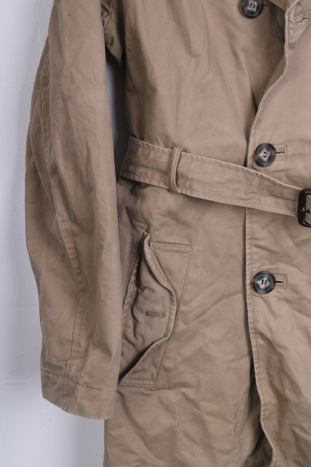 Cappotto M da donna verde corsa doppio petto imbottito beige