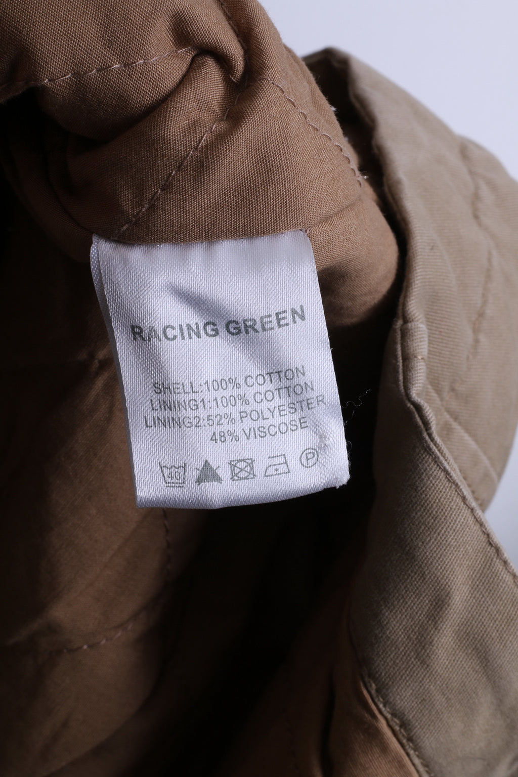 Cappotto M da donna verde corsa doppio petto imbottito beige