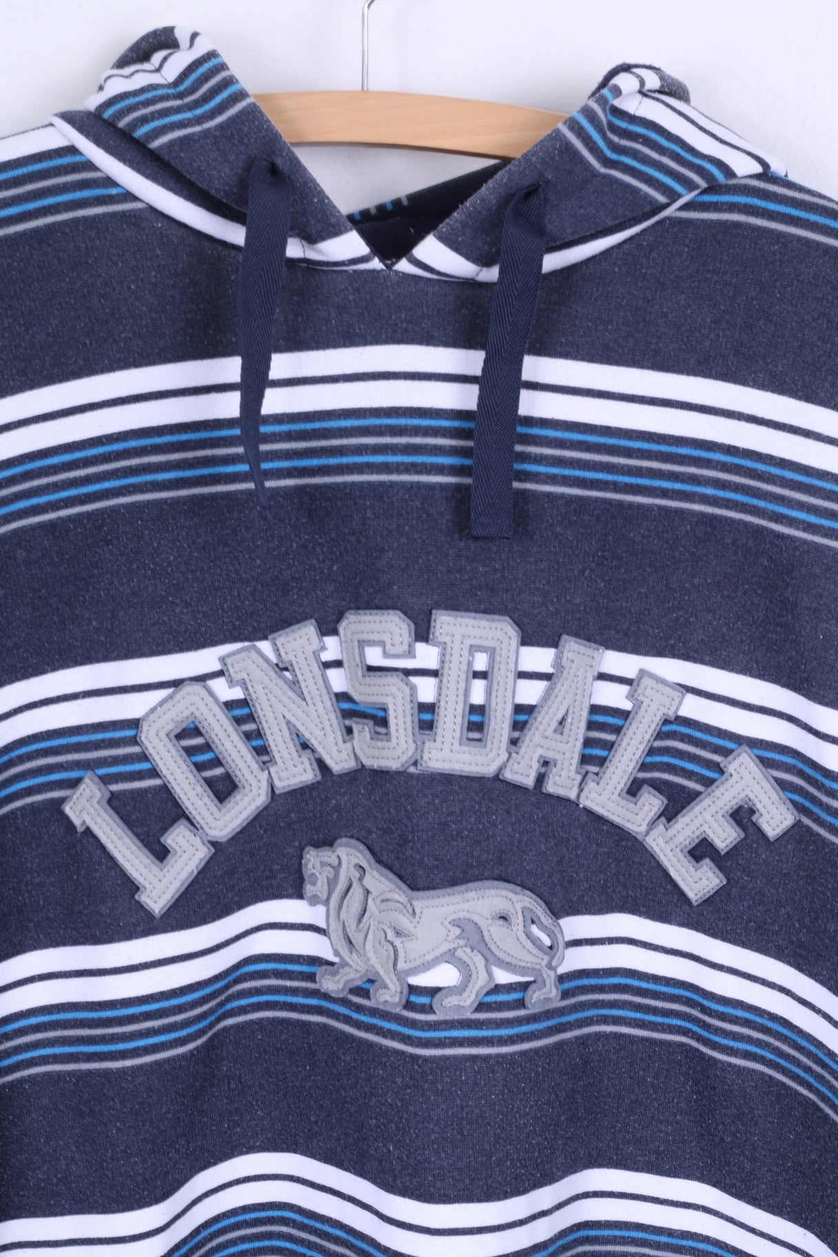 Lonsdale London Gilet sans manches en coton à capuche rayé bleu pour homme