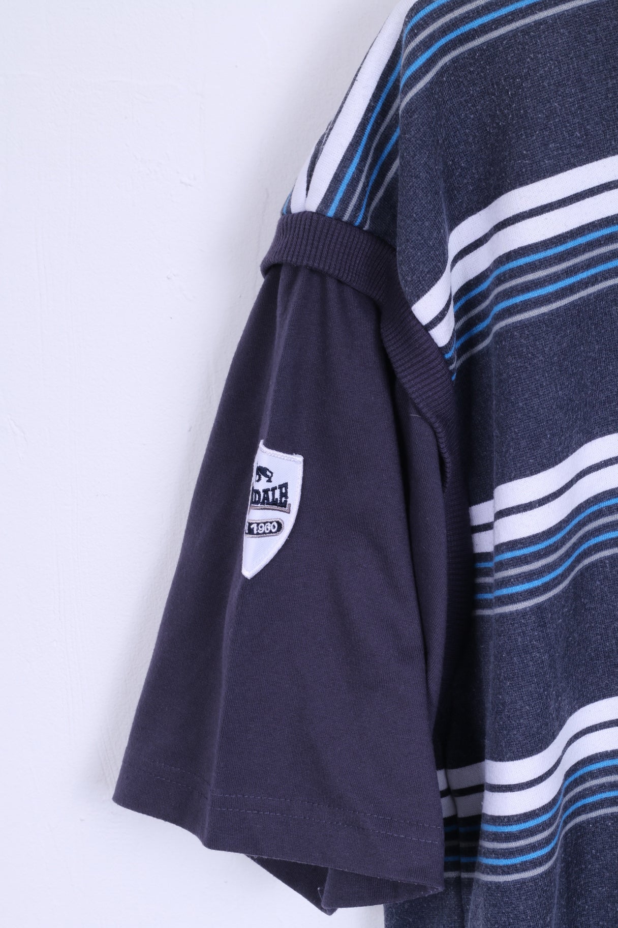 Lonsdale London Gilet sans manches en coton à capuche rayé bleu pour homme