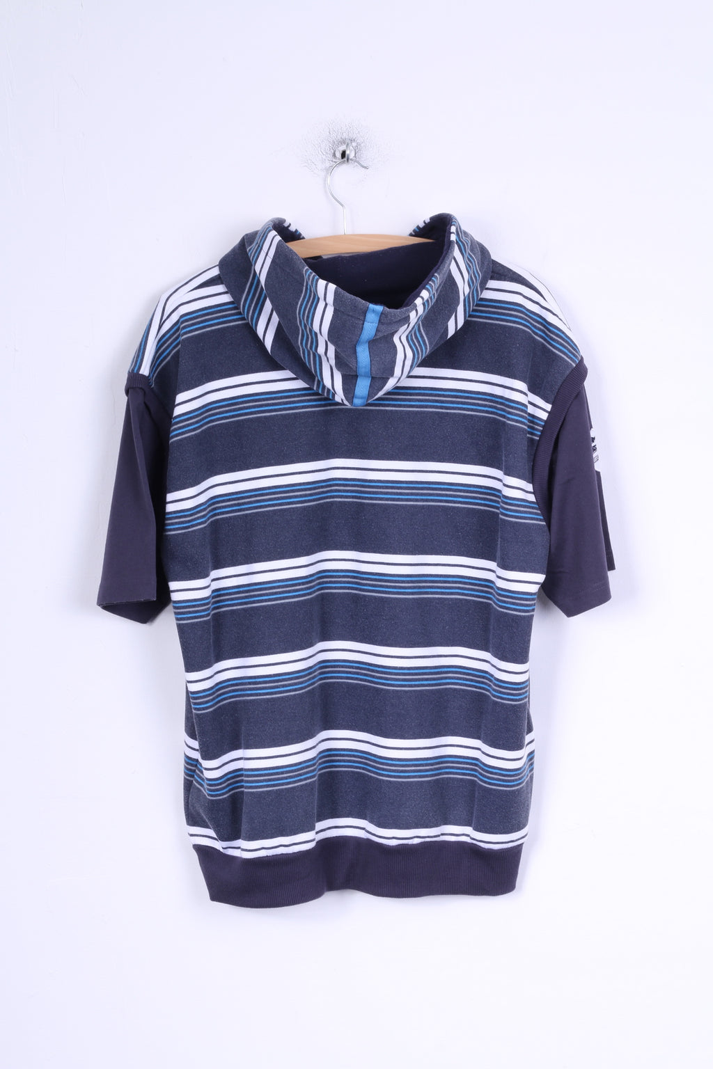 Lonsdale London Gilet sans manches en coton à capuche rayé bleu pour homme